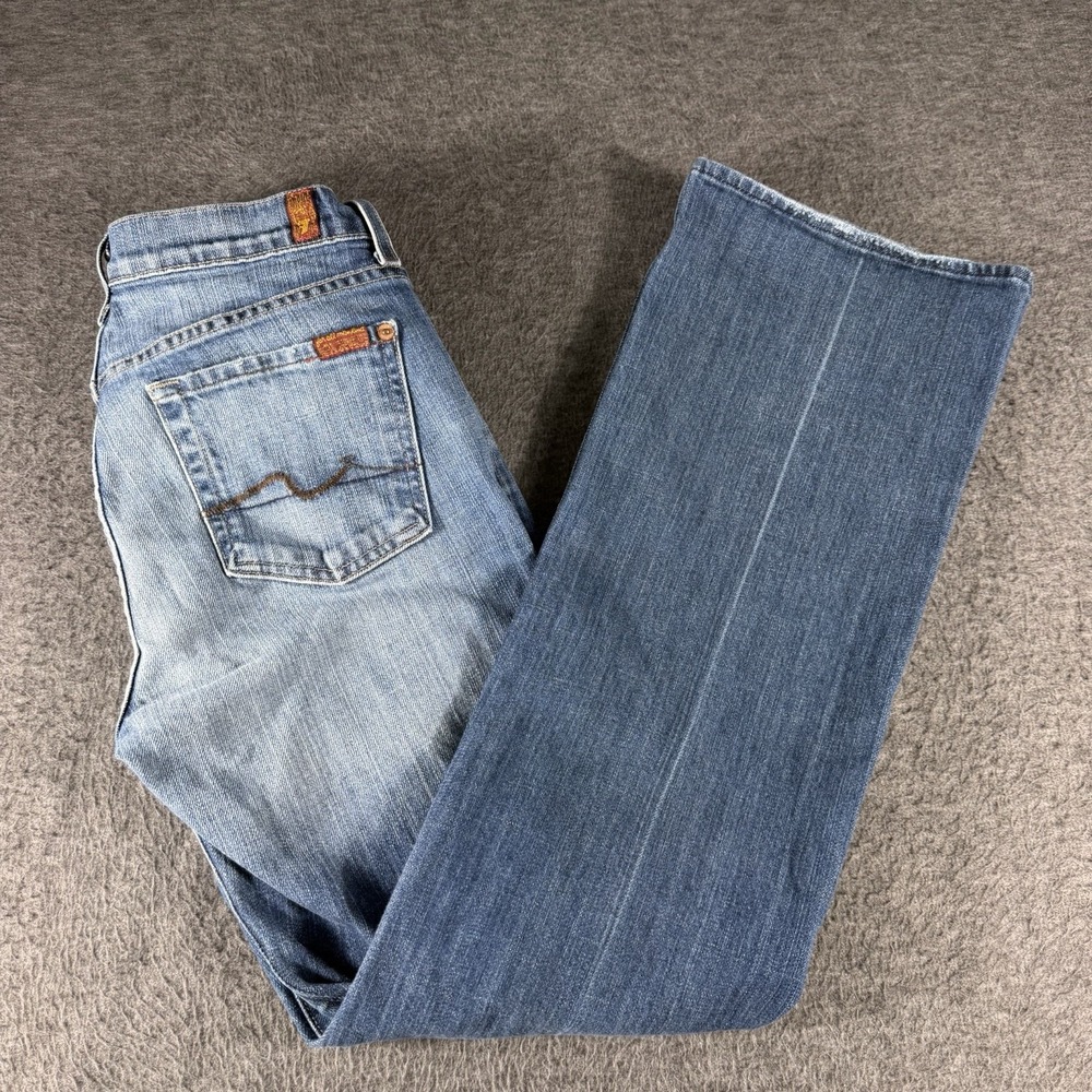 7 For All Mankind Womens Jeans Sz 29 Bootcut Denim USA Preppy Cowgirl Whiskering